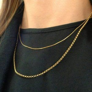 10K Real Gold Rolo Chain Yellow Gold Belcher Pendant Chain Necklace Stamped 10K